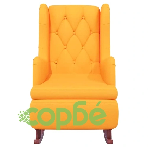 Фотьойл с люлеещи се крака и табуретка от жълто кадифе, 63x86x99 см ➤ топ цена ➤ sorbe.bg