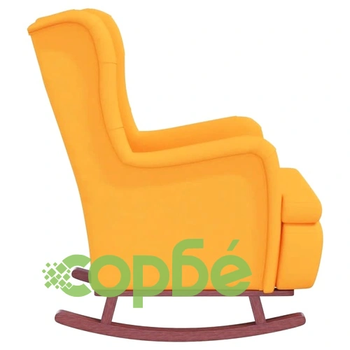 Фотьойл с люлеещи се крака и табуретка от жълто кадифе, 63x86x99 см ➤ топ цена ➤ sorbe.bg