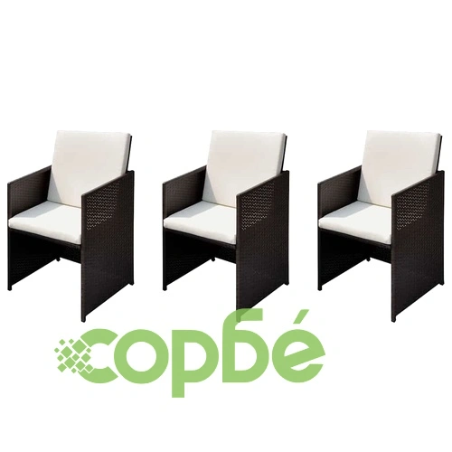 Градински столове от полиратан 3 бр. кафяви 56x52x87 см ➤ топ цена ➤ sorbe.bg