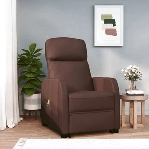 Изправящ масажен стол с вибрационен масаж, кафяв, изкуствена кожа