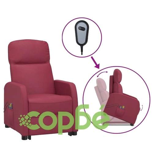 Изправящ масажен стол с вибрационна функция - виненочервена изкуствена кожа ➤ топ цена ➤ sorbe.bg