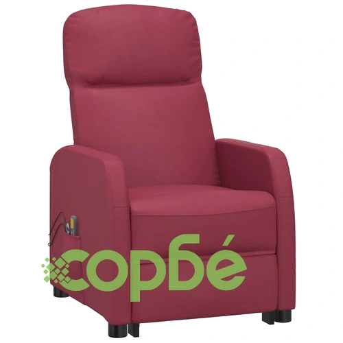 Изправящ масажен стол с вибрационна функция - виненочервена изкуствена кожа ➤ топ цена ➤ sorbe.bg