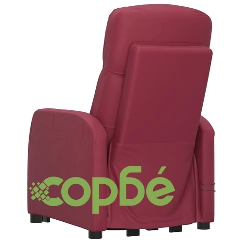 Изправящ масажен стол с вибрационна функция - виненочервена изкуствена кожа ➤ топ цена ➤ sorbe.bg