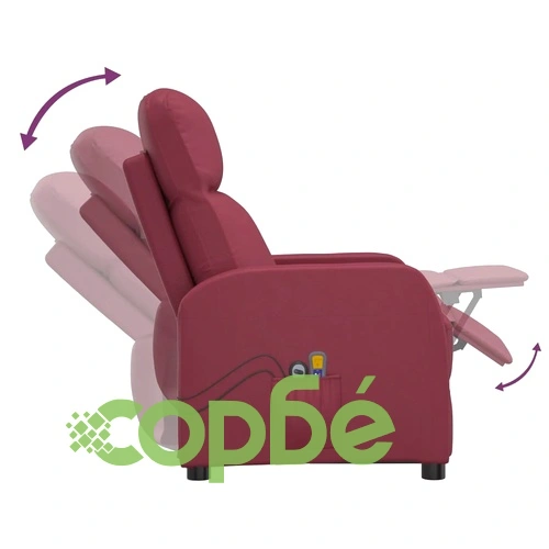 Изправящ масажен стол с вибрационна функция - виненочервена изкуствена кожа ➤ топ цена ➤ sorbe.bg