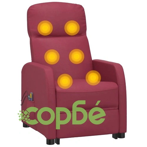 Изправящ масажен стол с вибрационна функция - виненочервена изкуствена кожа ➤ топ цена ➤ sorbe.bg