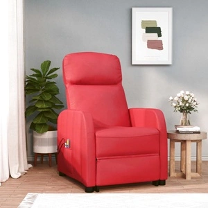 Изправящ масажен стол с вибрационна функция, червен, изкуствена кожа