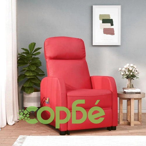 Изправящ масажен стол с вибрационна функция, червен, изкуствена кожа ➤ топ цена ➤ sorbe.bg