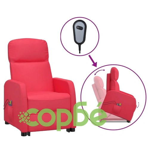 Изправящ масажен стол с вибрационна функция, червен, изкуствена кожа ➤ топ цена ➤ sorbe.bg