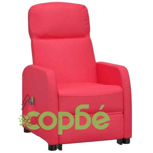 Изправящ масажен стол с вибрационна функция, червен, изкуствена кожа ➤ топ цена ➤ sorbe.bg