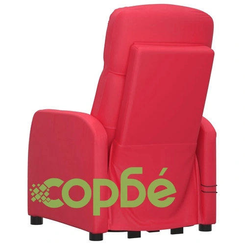 Изправящ масажен стол с вибрационна функция, червен, изкуствена кожа ➤ топ цена ➤ sorbe.bg