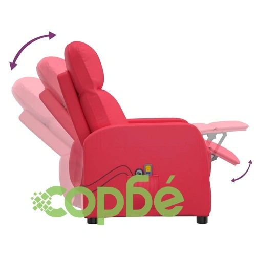 Изправящ масажен стол с вибрационна функция, червен, изкуствена кожа ➤ топ цена ➤ sorbe.bg