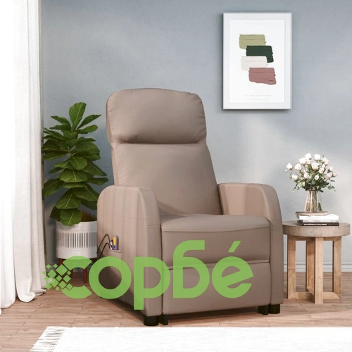 Изправящ масажен стол с 6-точков вибрационен масаж, капучино, изкуствена кожа ➤ топ цена ➤ sorbe.bg