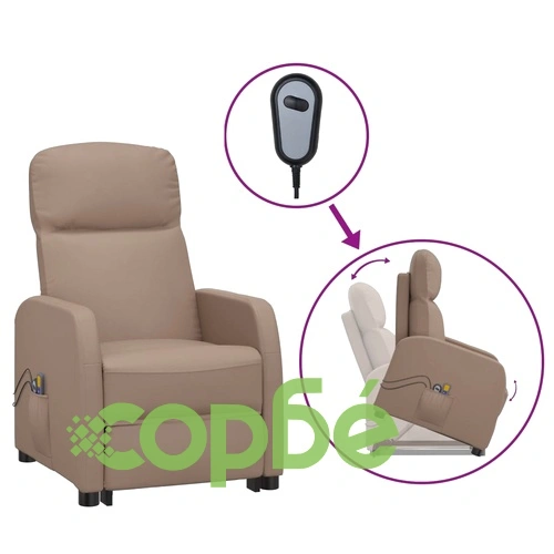 Изправящ масажен стол с 6-точков вибрационен масаж, капучино, изкуствена кожа ➤ топ цена ➤ sorbe.bg