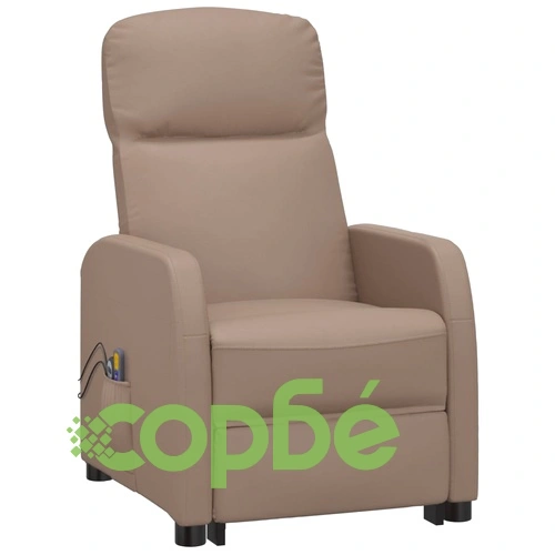 Изправящ масажен стол с 6-точков вибрационен масаж, капучино, изкуствена кожа ➤ топ цена ➤ sorbe.bg