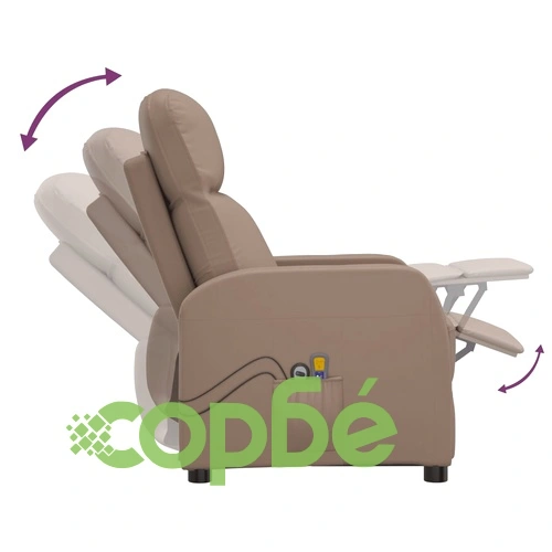 Изправящ масажен стол с 6-точков вибрационен масаж, капучино, изкуствена кожа ➤ топ цена ➤ sorbe.bg