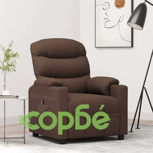 Електрически реклайнер стол с 3 позиции, тъмнокафяв текстил 75,5х92х105 см ➤ топ цена ➤ sorbe.bg