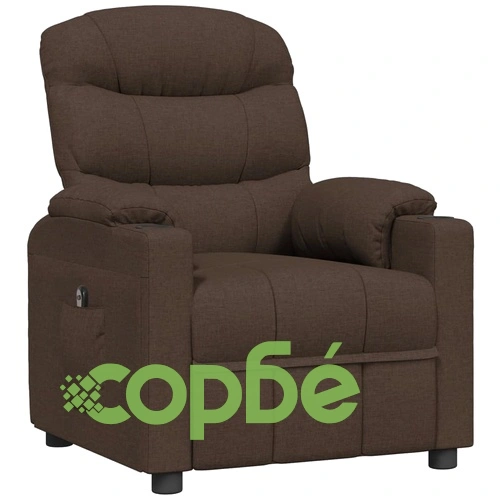 Електрически реклайнер стол с 3 позиции, тъмнокафяв текстил 75,5х92х105 см ➤ топ цена ➤ sorbe.bg