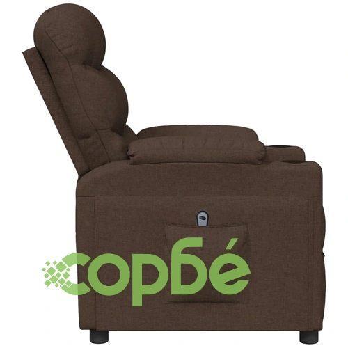 Електрически реклайнер стол с 3 позиции, тъмнокафяв текстил 75,5х92х105 см ➤ топ цена ➤ sorbe.bg