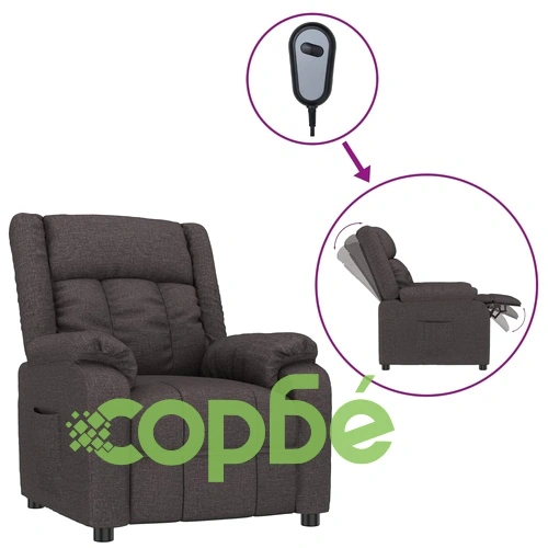 Електрически реклайнер стол с дистанционно - тъмнокафяв текстил 82x93x96 см ➤ топ цена ➤ sorbe.bg