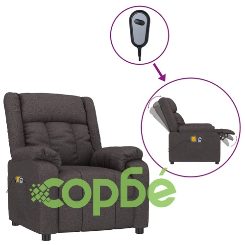 Електрически масажен стол с вибрация 82x93x96 см, тъмнокафяв текстил ➤ топ цена ➤ sorbe.bg