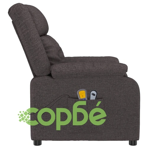 Електрически масажен стол с вибрация 82x93x96 см, тъмнокафяв текстил ➤ топ цена ➤ sorbe.bg