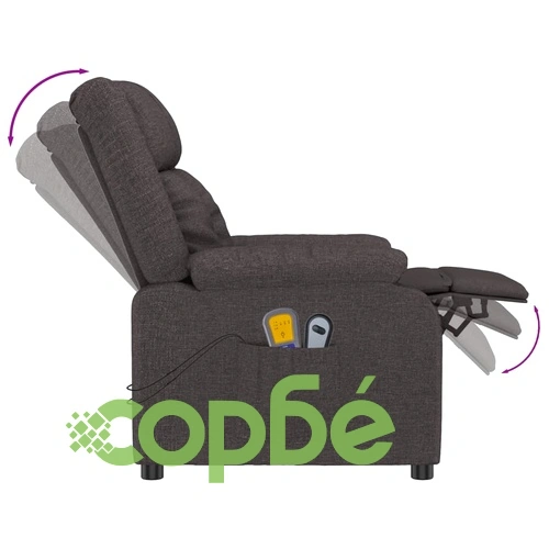 Електрически масажен стол с вибрация 82x93x96 см, тъмнокафяв текстил ➤ топ цена ➤ sorbe.bg