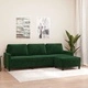 3-местен диван с табуретка от кадифе, тъмнозелен, 210 см