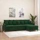 3-местен диван с табуретка от кадифе, тъмнозелен, 210 см