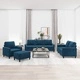 Комплект дивани от 4 части с възглавници, син, кадифе - шперплат и метална рамка
