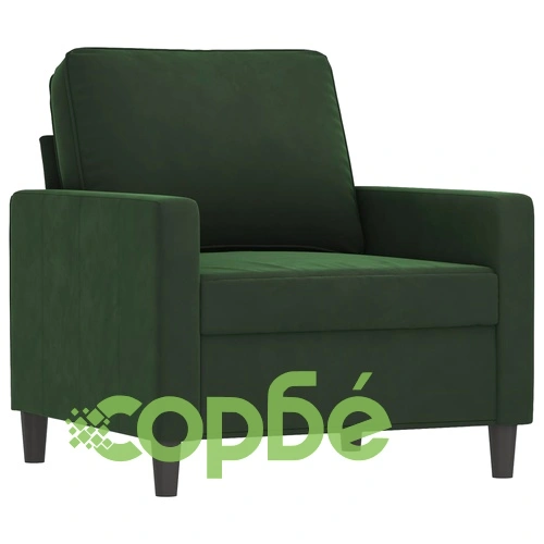 Комплект дивани от 4 части с възглавници, тъмнозелен, кадифе, метална рамка ➤ топ цена ➤ sorbe.bg