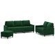 Луксозен комплект дивани от 3 части с възглавници, тъмнозелено кадифе, метална рамка