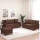 Комплект мека мебел 3 части с възглавници - кафяв, изкуствена кожа