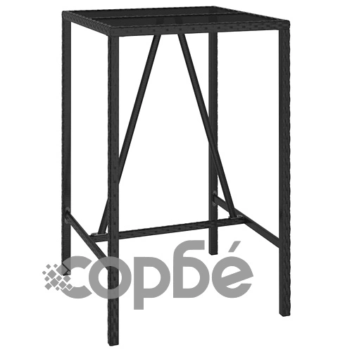 Градински бар комплект от полиратан, 5 части, черен, 70x70x110 см ➤ топ цена ➤ sorbe.bg