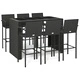 Градински бар комплект от полиратан, 7 части, черен, 145 x 80 x 110 см