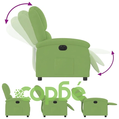 Електрически реклайнер стол от кадифе, светлозелен, 71x86,5x99,5 см ➤ топ цена ➤ sorbe.bg