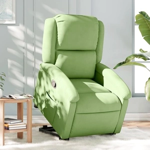 Изправящ реклайнер стол от кадифе, светлозелен, 71x86.5x99.5 см