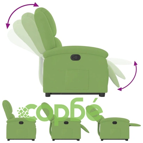 Изправящ реклайнер стол от кадифе, светлозелен, 71x86.5x99.5 см ➤ топ цена ➤ sorbe.bg