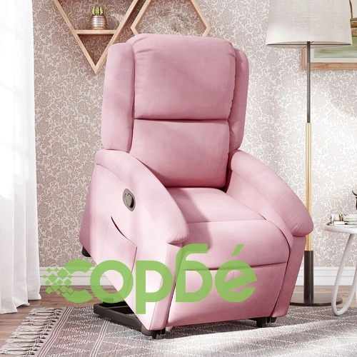 Изправящ реклайнер стол с електрически мотор, розов кадифе 71x86.5x99.5 см ➤ топ цена ➤ sorbe.bg