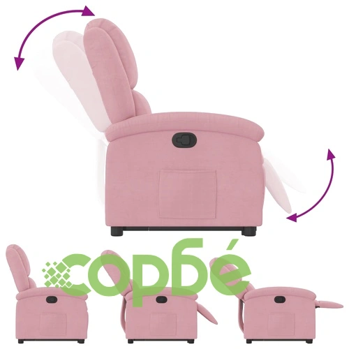 Изправящ реклайнер стол с електрически мотор, розов кадифе 71x86.5x99.5 см ➤ топ цена ➤ sorbe.bg