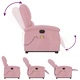 Масажен реклайнер стол с функция за изправяне, розов кадифе 71x86,5x99,5 см