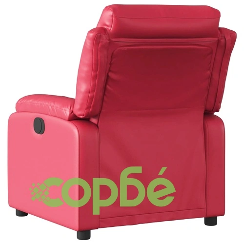 Луксозен Електрически Реклайнер Стол от Червена Изкуствена Кожа с Електромотор ➤ топ цена ➤ sorbe.bg