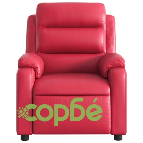 Луксозен Електрически Реклайнер Стол от Червена Изкуствена Кожа с Електромотор ➤ топ цена ➤ sorbe.bg