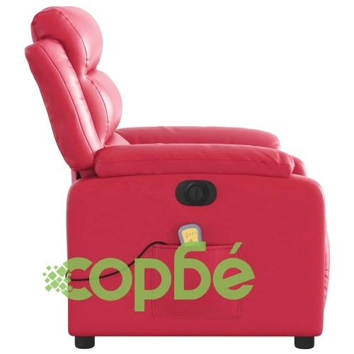 Луксозен електрически масажен реклайнер стол от червена еко кожа, 75 x 92,5 x 100 см ➤ топ цена ➤ sorbe.bg