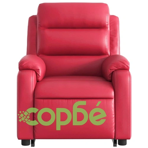 Луксозен електрически изправящ реклайнер стол от червена изкуствена кожа с автоматично регулиране ➤ топ цена ➤ sorbe.bg