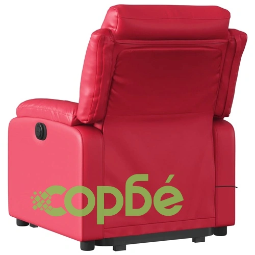 Луксозен електрически масажен реклайнер стол с функция за изправяне, червен, еко кожа ➤ топ цена ➤ sorbe.bg