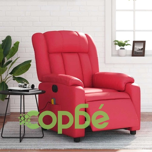 Електрически масажен реклайнер стол с 6-точков вибрационен масаж, червен, изкуствена кожа ➤ топ цена ➤ sorbe.bg