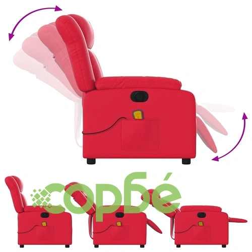 Електрически масажен реклайнер стол с 6-точков вибрационен масаж, червен, изкуствена кожа ➤ топ цена ➤ sorbe.bg