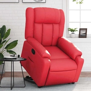 Електрически изправящ реклайнер стол с наклон, червен, изкуствена кожа