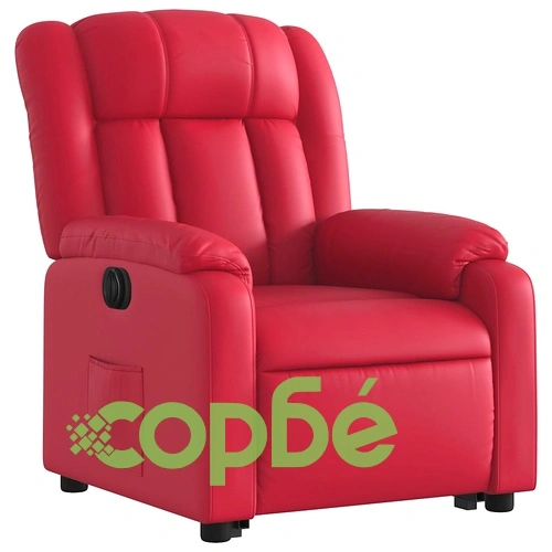 Електрически изправящ реклайнер стол с функция за повдигане, червен, изкуствена кожа ➤ топ цена ➤ sorbe.bg