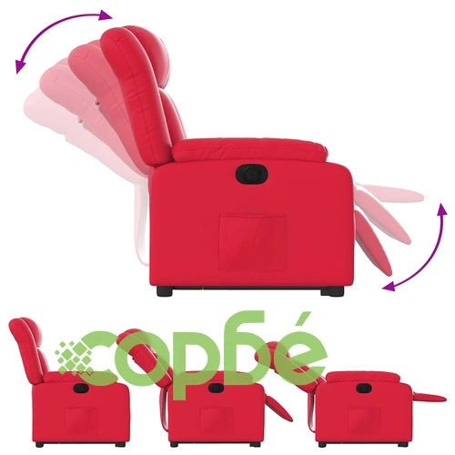 Електрически изправящ реклайнер стол с функция за повдигане, червен, изкуствена кожа ➤ топ цена ➤ sorbe.bg